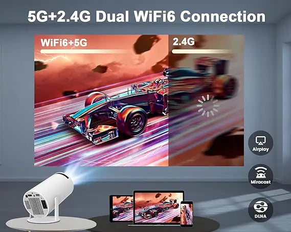 Smart 4K Mini Projector with Auto Correction and Rotatable Design