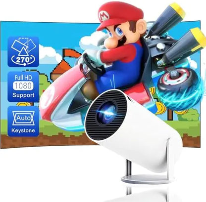Smart 4K Mini Projector with Auto Correction and Rotatable Design