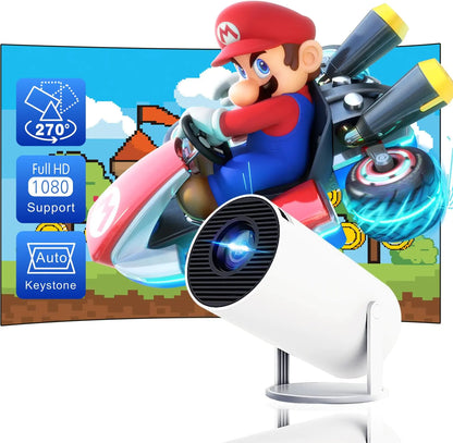 Smart 4K Mini Projector with Auto Correction and Rotatable Design